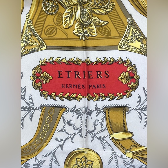 Hermes Vintage Silk Scarf Etriers Carre 90 By F.de La Perriere - Picture 3 of 16